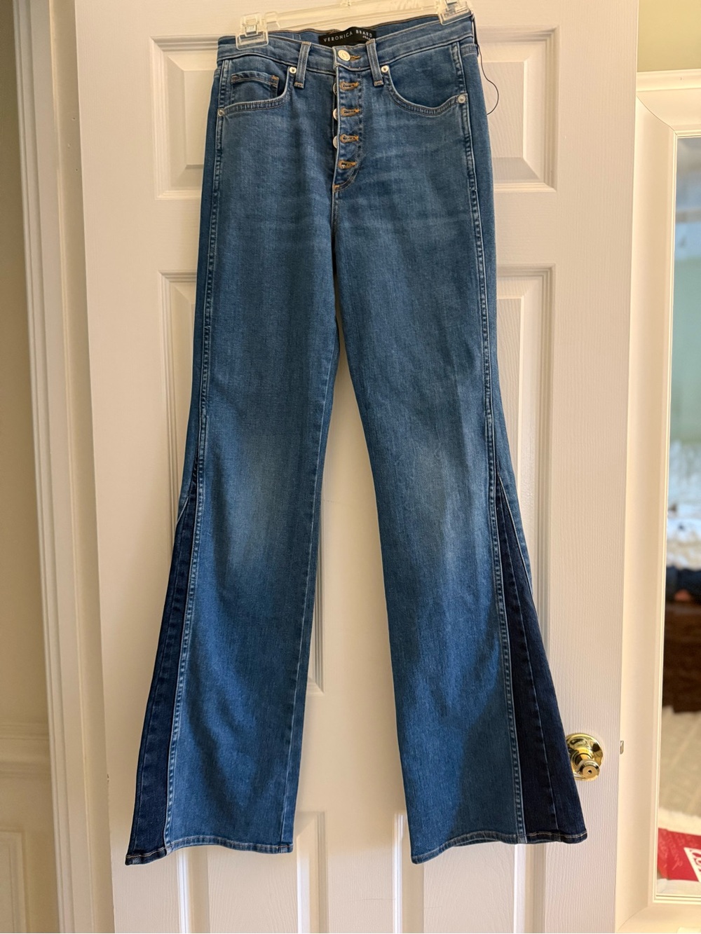 Veronica Beard “Kiley” Blue High-Rise Wide Leg Jeans with Button FlyNWT